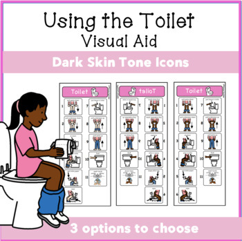 TOILET PROCEDURE for Girls pocket size prompt Card Autism Visual Aid 