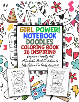 Preview of Girl Power Doodles Printable Coloring Pages Ages 4-8