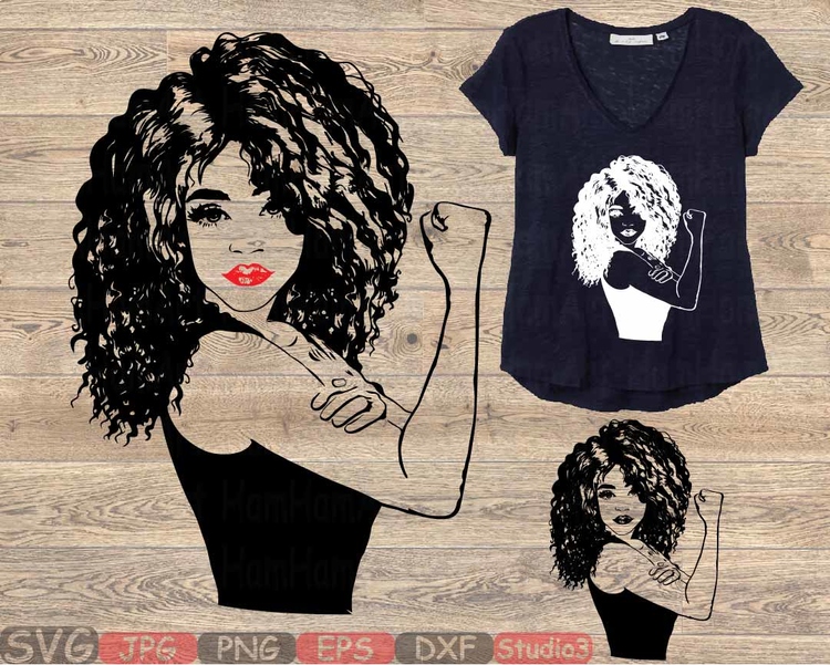 Download Girl Power Silhouette SVG Rosie Riveter babe afro youth ...