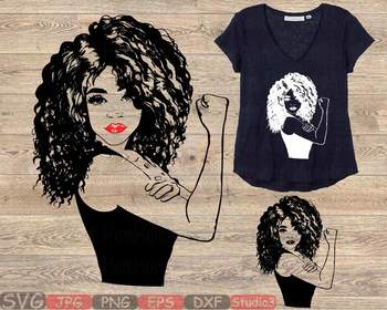 Preview of Girl Power Silhouette SVG Rosie Riveter babe afro youth women Black Woman 867S