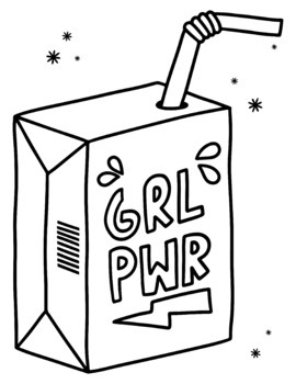 Girl Power. hand drawn coloring pages for kids and adults