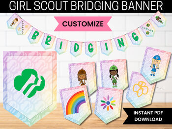 Preview of Girl Scout Bridging Banner PDF Printable | Girl Scout Bridging Ceremony Banner