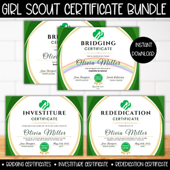 Preview of Girl Scout Bridging Ceremony Rededication Investiture Certificate Bundle 111