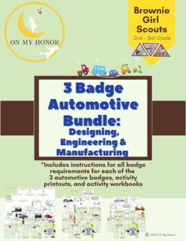 Preview of Girl Scout Brownies Bundle of All 3 Automotive Badge Activity Plans - All Steps