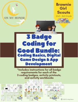 Preview of Girl Scout Brownies Bundle of All 3 Coding Badges Activity Plans - All Steps 