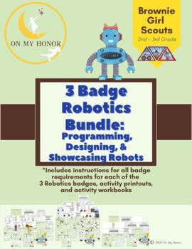 Preview of Girl Scout Brownies Bundle of All 3 Robotics Badge Activity Plans - All Steps