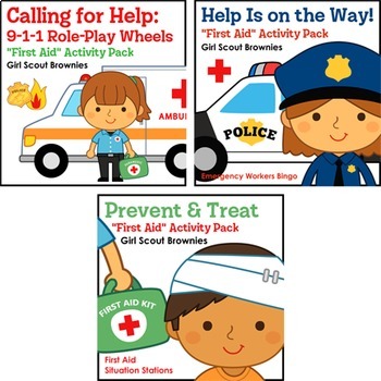 Preview of Girl Scout Brownies - "First Aid" Activity Pack Bundle - All 5 Steps!