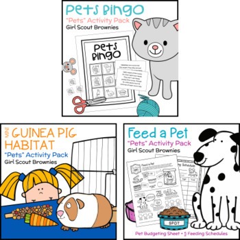 Preview of Girl Scout Brownies - "Pets" Activity Pack Bundle - All 5 Steps!