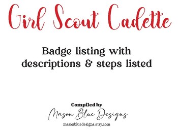 Preview of Girl Scout Cadette Badge Booklet