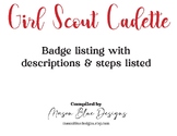 Girl Scout Cadette Badge Booklet