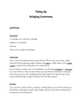 Girl scout ceremony script of fly up from brownies to juniors
