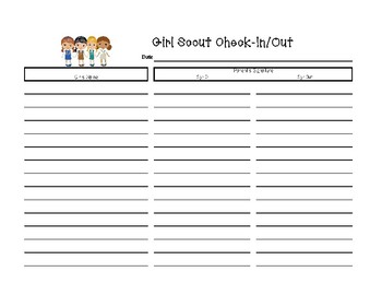 Preview of Girl Scout Check-In and Out Sheet