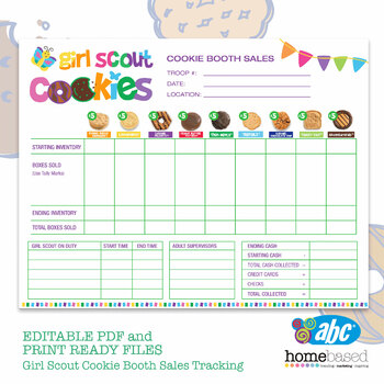 ABC Girl Scout Cookies Booth Tally Count Sheet Printable Smart Baker /  Different Prices and Blank Sheet Included 2022 (Instant Download) 