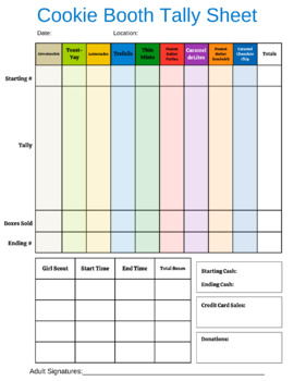 Girl Scout Cookie Booth Tally Sheet (ABC BAKERS) - Free printable