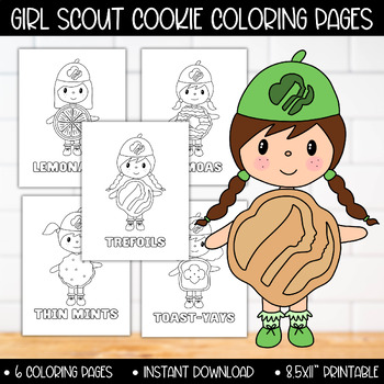 Preview of Girl Scout Cookie Coloring Activity, GS Meeting Booth Signs, Trefoils Samoas