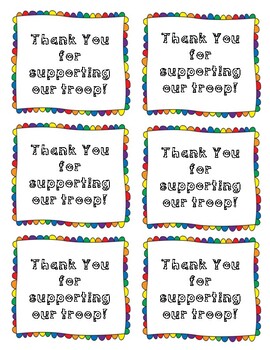 Girl Scout Cookie Delivery Cards and Thank You Cards by Reading Warriors