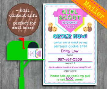Girl Scout Cookie Order Mailer Flyer Contact Edit Printable Customize