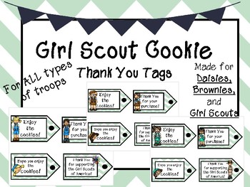 Preview of Girl Scout Cookie Tags and Thank you cards