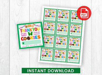Preview of Girl Scout Cookies Thank you Tag, Delivery Note, Butterfly Thanks Card
