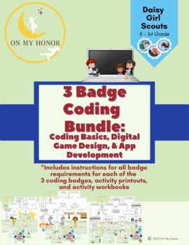 Preview of Girl Scout Daisies Bundle of All 3 Coding Badge Activity Plans - All Steps