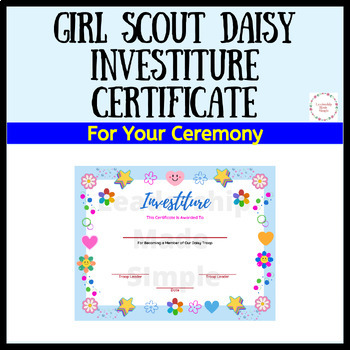 Girl Scout Daisy Investiture Certificate for Investiture Ceremonies