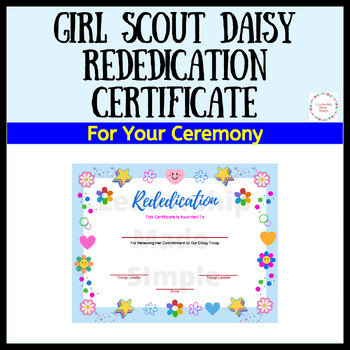 Girl Scout Daisy Rededication Certificate for Rededication Ceremonies
