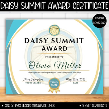 Preview of Girl Scout Daisy Summit Award Certificate Template, Bridging Ceremony, Canva