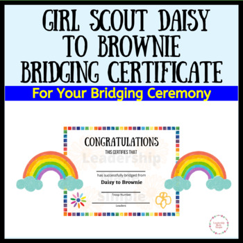 Girl Scout Daisy to Brownie Bridging Certificate for Bridging Ceremonies