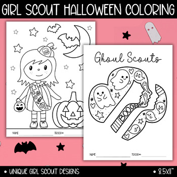 Preview of Girl Scout Halloween Trefoil Coloring Printable, Meeting Party Activities, Ghoul