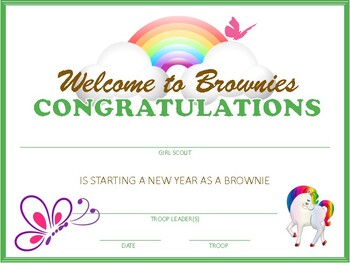 Preview of Girl Scout Investiture Welcome Brownie Award Certificate Printable Rededication