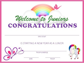 Preview of Girl Scout Investiture Welcome Junior Award Certificate Printable Rededication