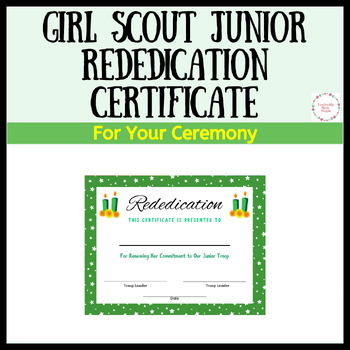 Girl Scout Junior Rededication Certificate for Rededication Ceremonies