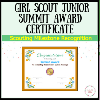 Girl Scout Junior Summit Award Certificate by Leadership Made Simple