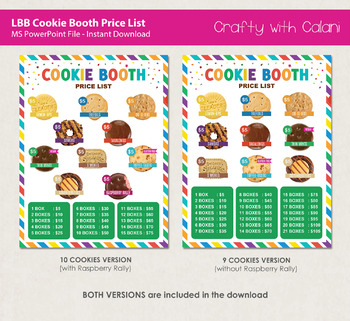 Girl Scout LBB 2023 Cookie Booth Price List - Editable Text | TPT