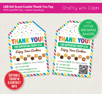 Cookie Thank You Tags Editable Cookie Booth Troop (Instant