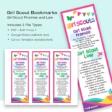 Girl Scout Promise and Law Bookmark Printable | Editable T