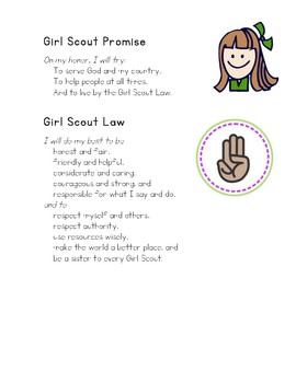 Girl Scout Promise and Law Cute Printable by WriteNowResources | TpT