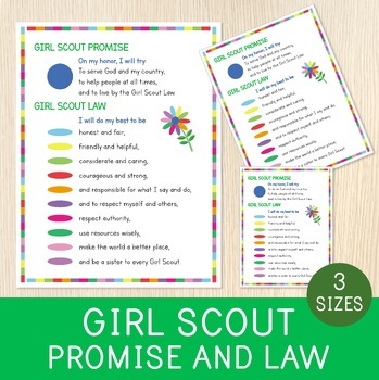 Preview of Girl Scout Promise and Law, Daisy Petals Handout, Scouting Principles and Values