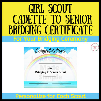 Girl Scout Senior Bridging Certificate for Bridging Ceremonies | TpT