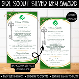 Girl Scout Silver Key Award Certificate, Cadette Bridging 