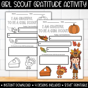 Preview of Girl Scout Thanksgiving Gratitude Activity Coloring Page, November Troop Meeting
