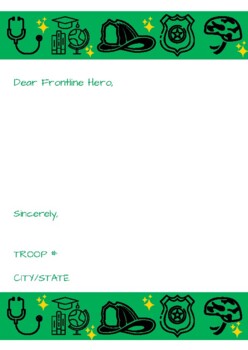 Preview of Girl Scout appreciation letter template for Frontline Hero's