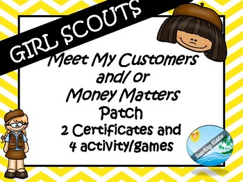 Preview of Girl Scout cookie activites  - meet my customer / money manager patch