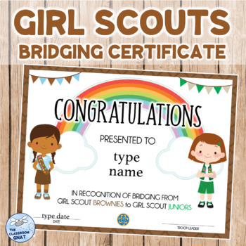 Girl Scouts Bridging Certificate BROWNIE TO JUNIOR by The Classroom Gnat
