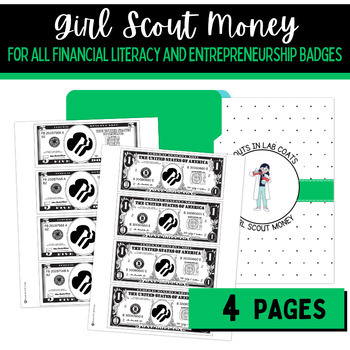 Preview of Girl Scouts Pretend Money Budget & Finance Badges | Cookie Sales | All Levels