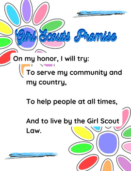 Preview of Girl Scouts Promise - Daisy Theme - Non-Faith