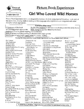 girl who loved wild horses literature guide by pieces of learning