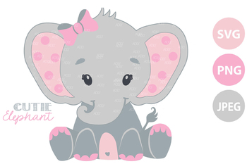 Download Girl Elephant Svg Cricut Pink Elephant Silhouette Cut File Baby Elephant