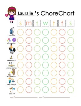 Preview of Girl or Boy Customizeable Chore Chart, Get Ready Chart (20 chores provided)