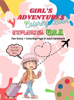 Preview of Girls’ Adventures Coloring Book: Exploring U.S.A